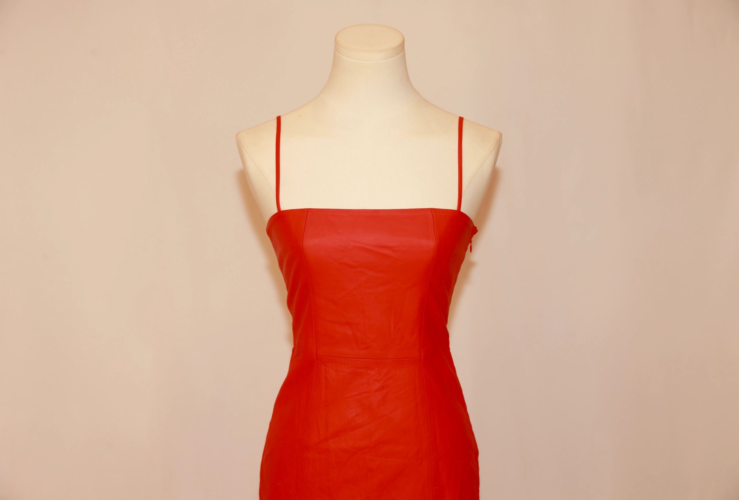 VNTG Alexander Wang Red Lambskin Leather Dress- Size XS