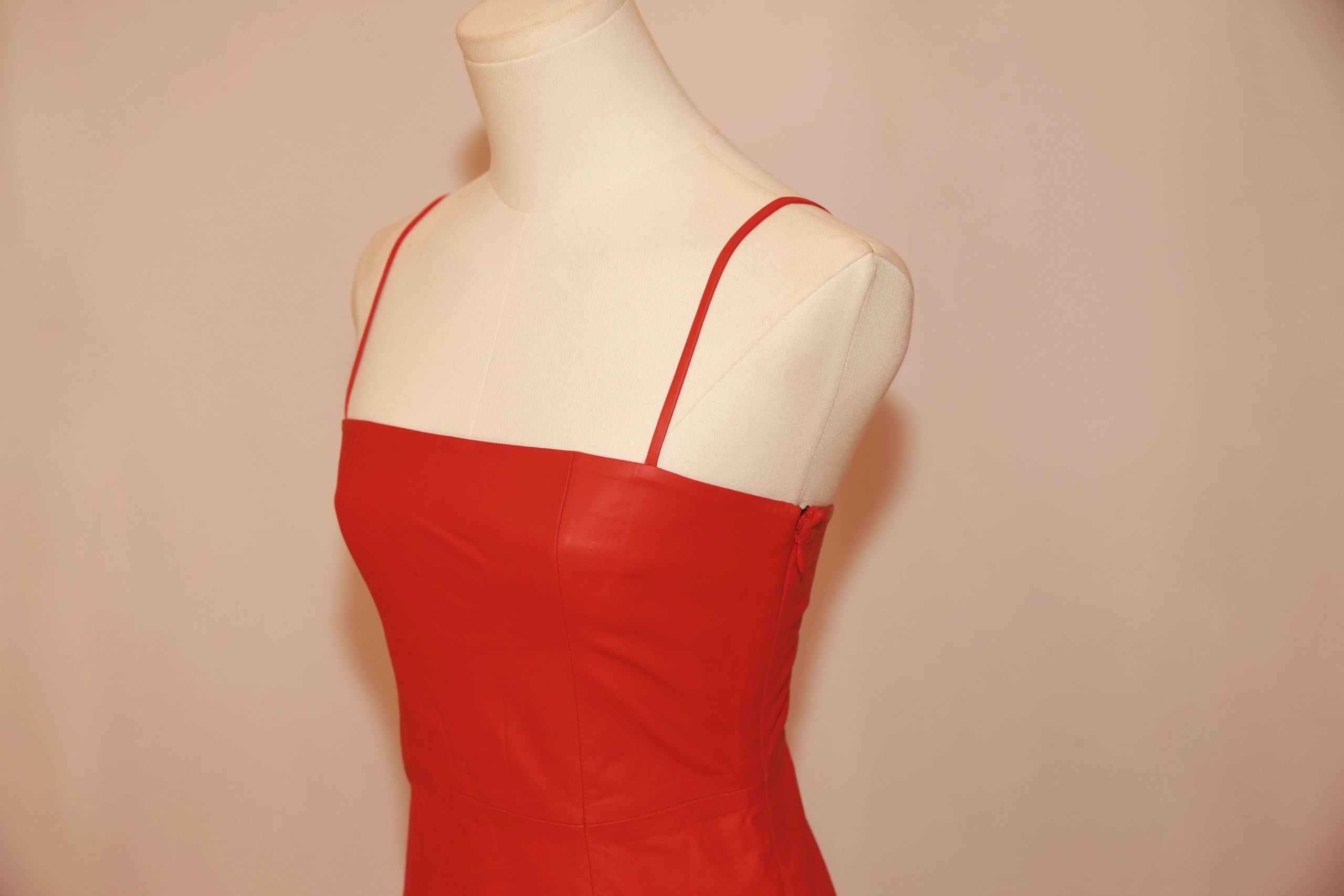VNTG Alexander Wang Red Lambskin Leather Dress- Size XS