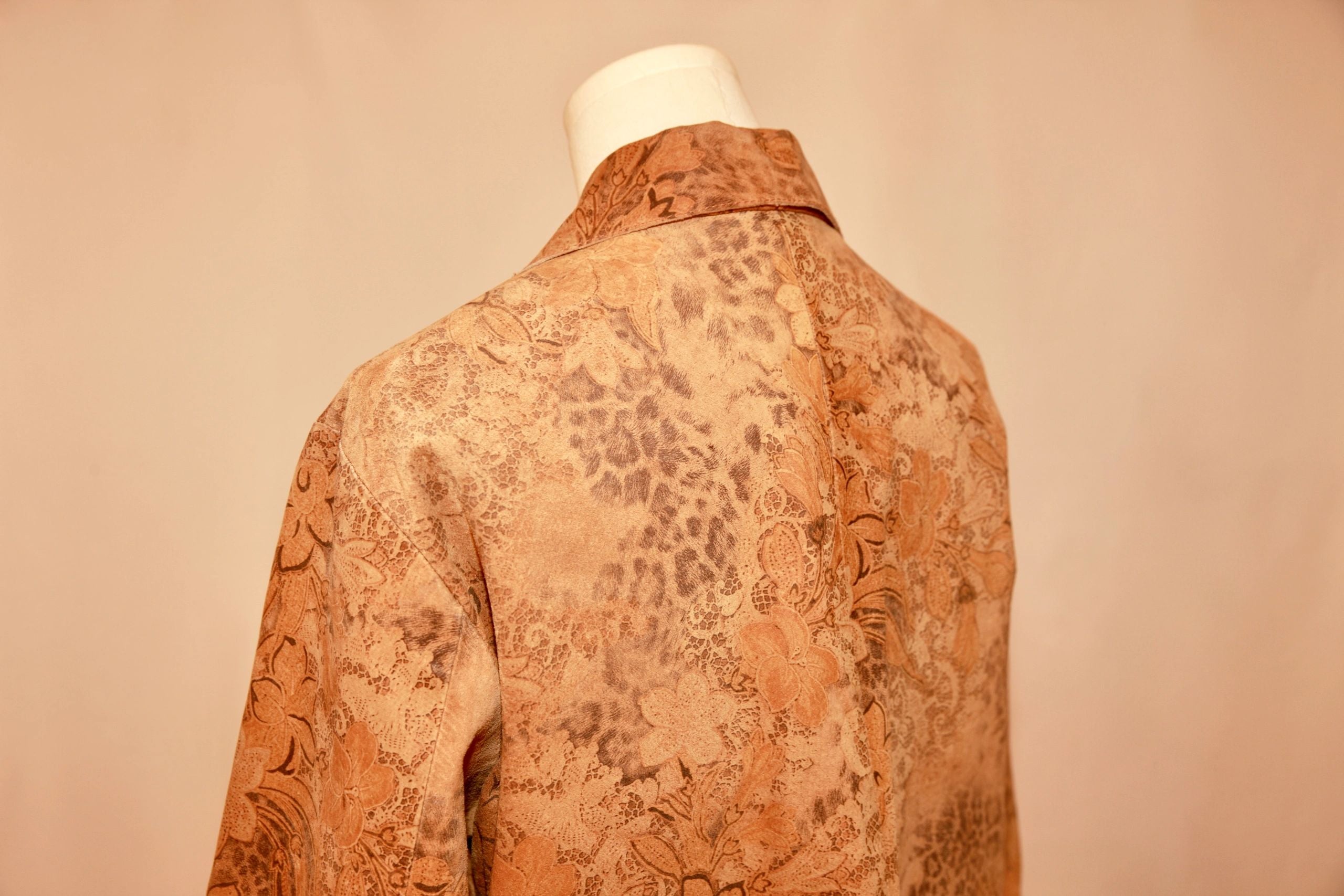 VNTG Genuine Leather Animal & Floral Duster Jacket – Size M
