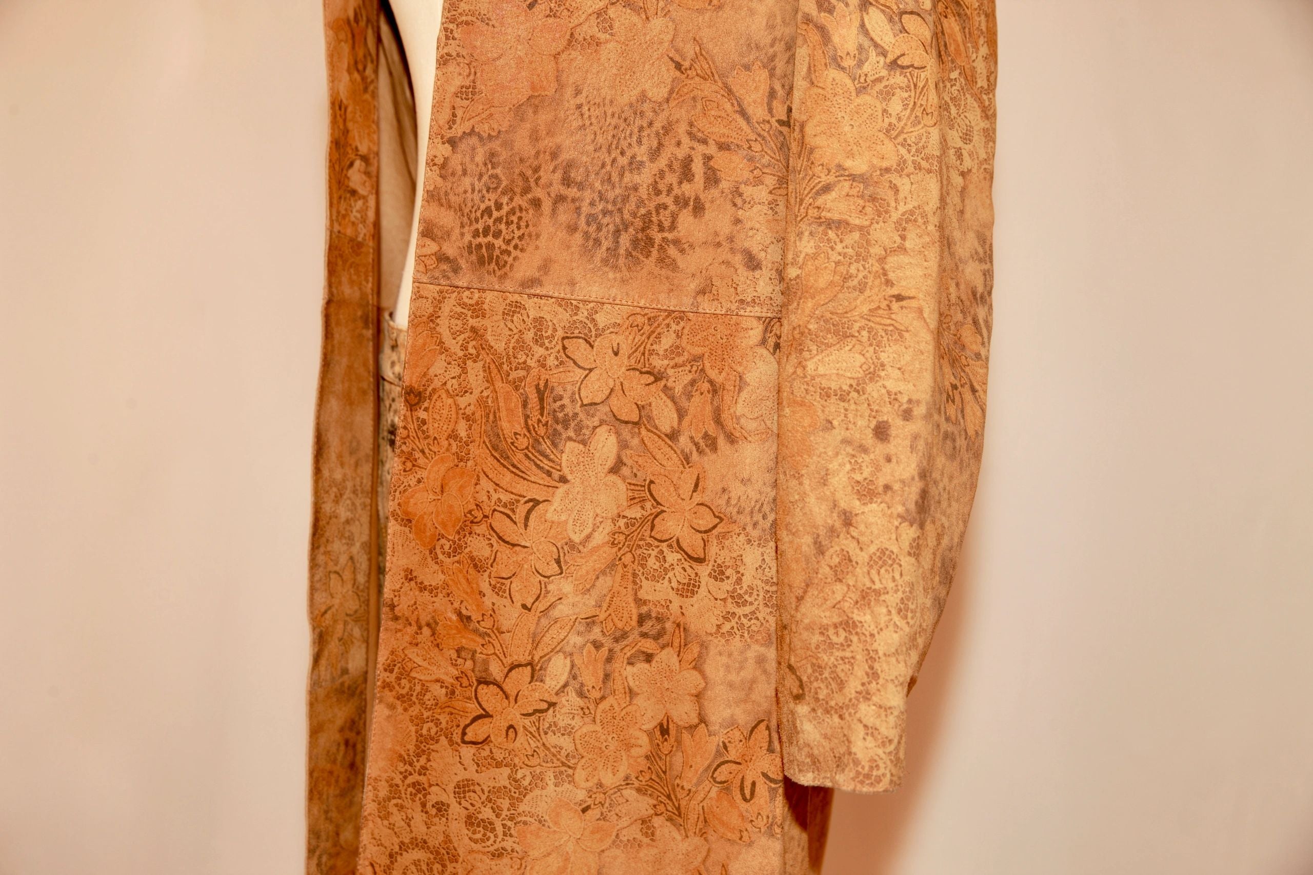 VNTG Genuine Leather Animal & Floral Duster Jacket – Size M