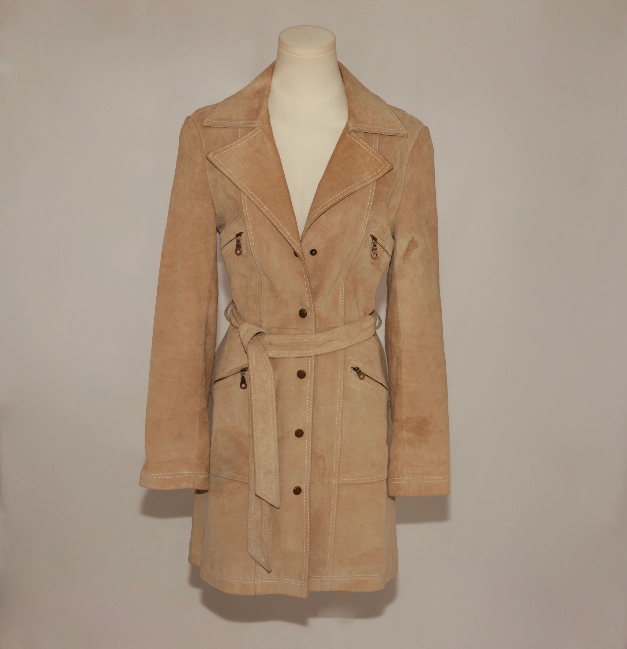 VNTG Suede Leather Arden B. Trench Coat - Size Small
