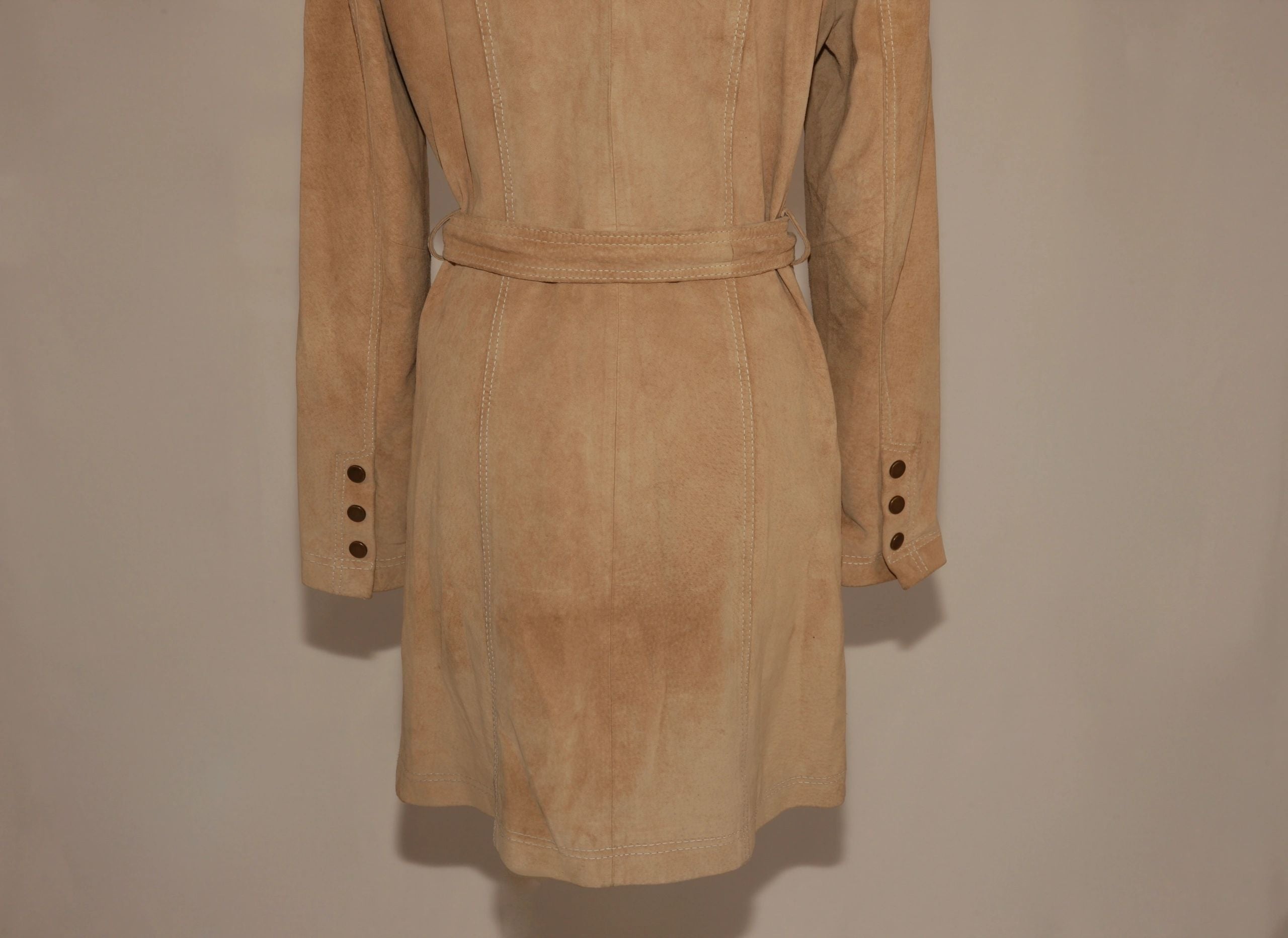 VNTG Suede Leather Arden B. Trench Coat - Size Small