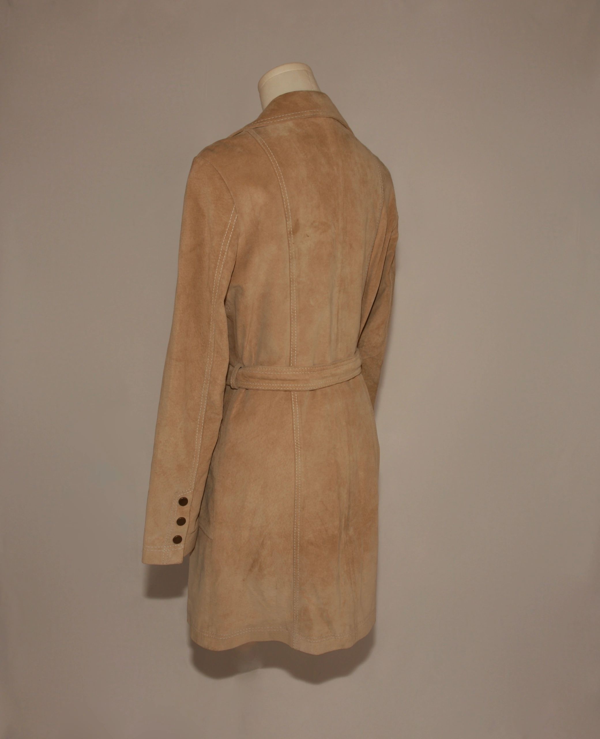 VNTG Suede Leather Arden B. Trench Coat - Size Small