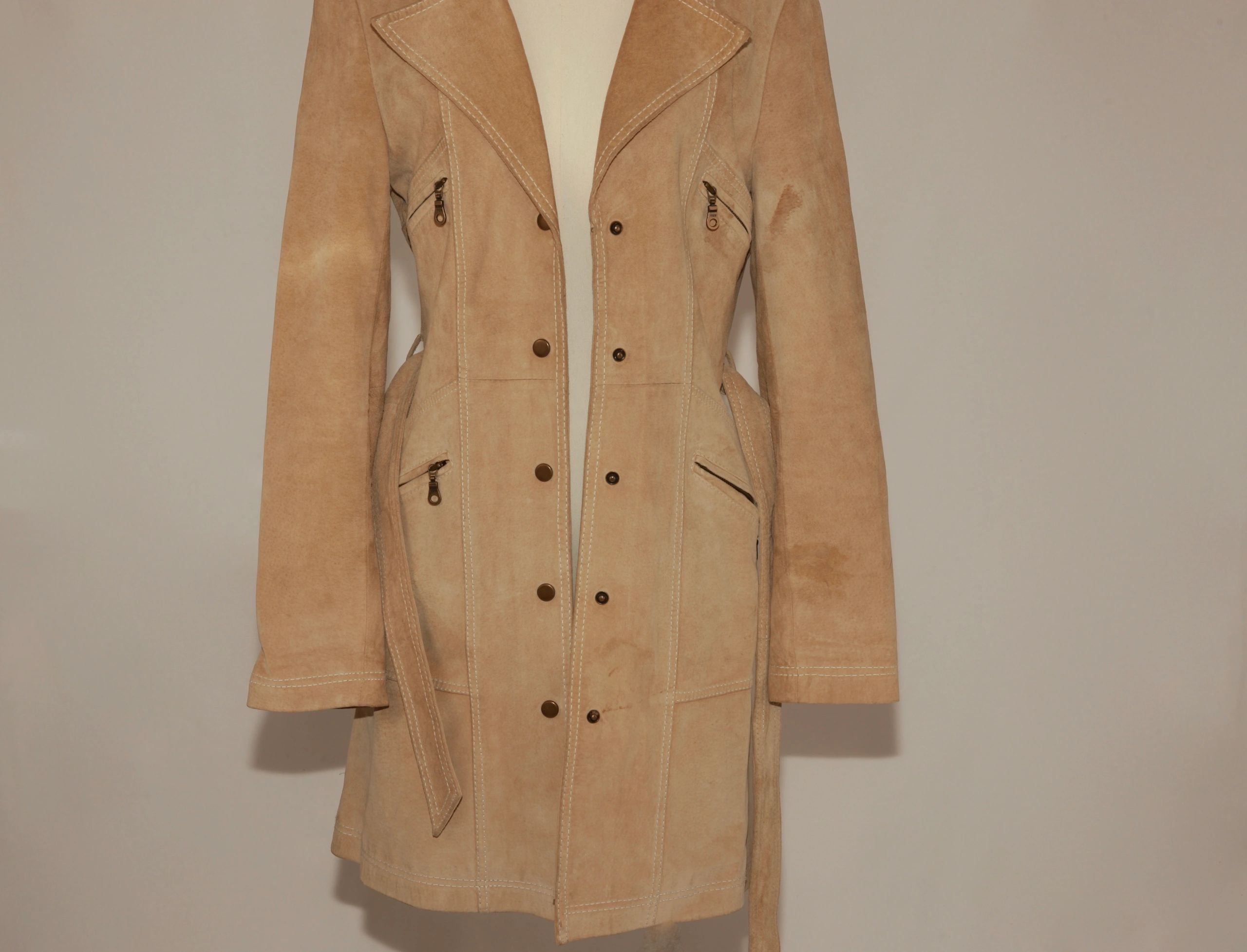 VNTG Suede Leather Arden B. Trench Coat - Size Small