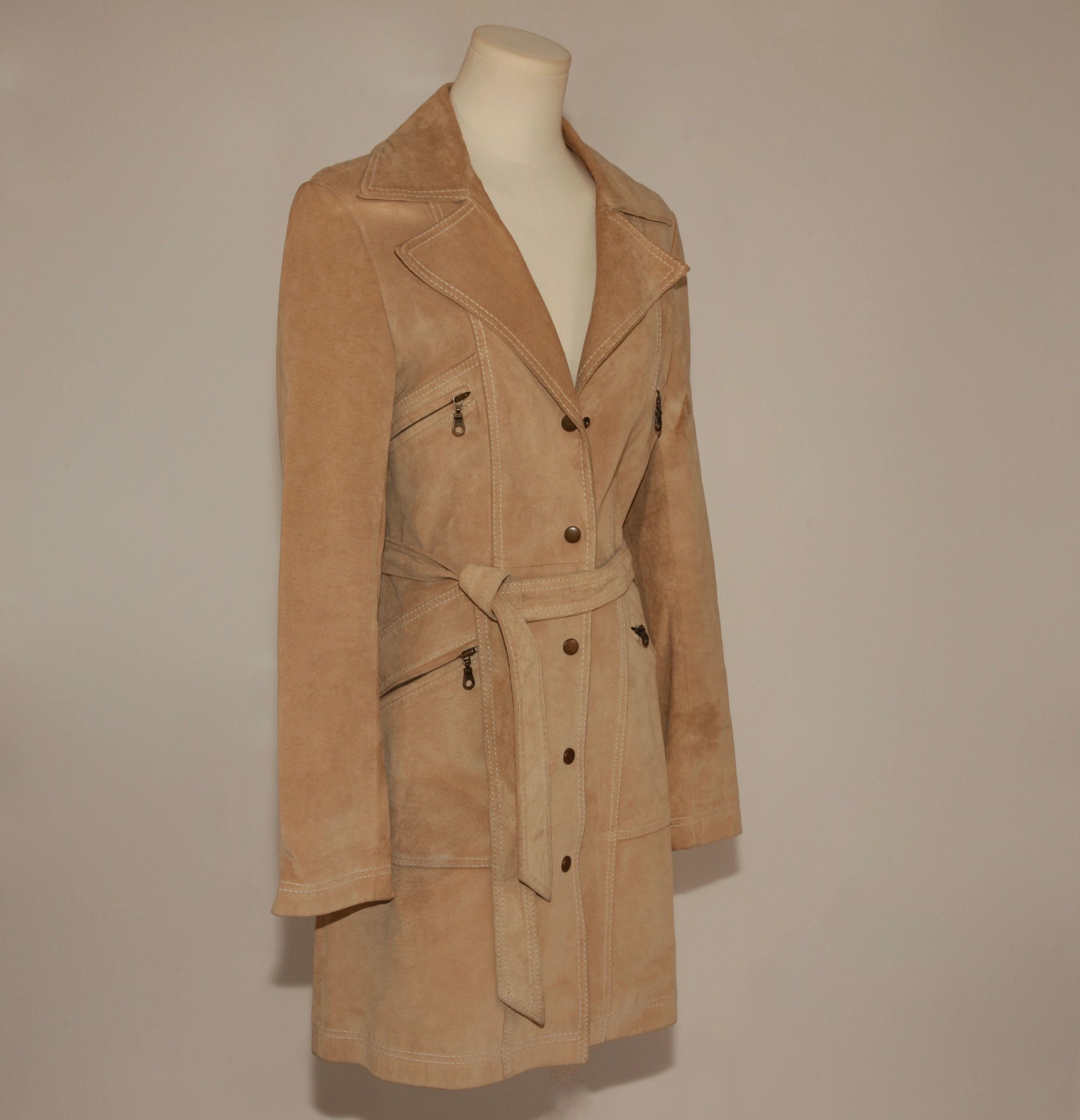 VNTG Suede Leather Arden B. Trench Coat - Size Small