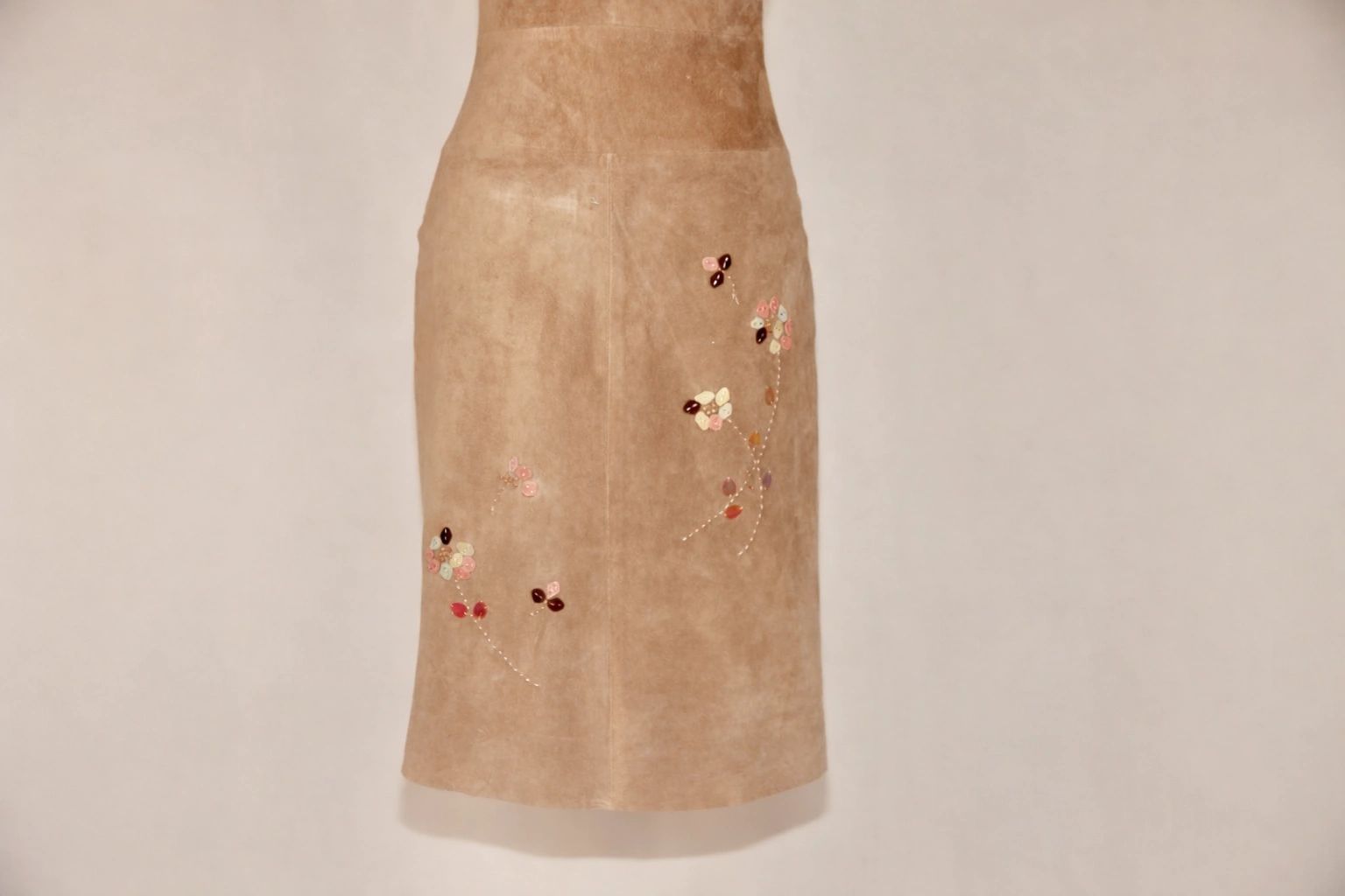 VNTG BCBG Suede Leather Embroidered Dress - Size 0