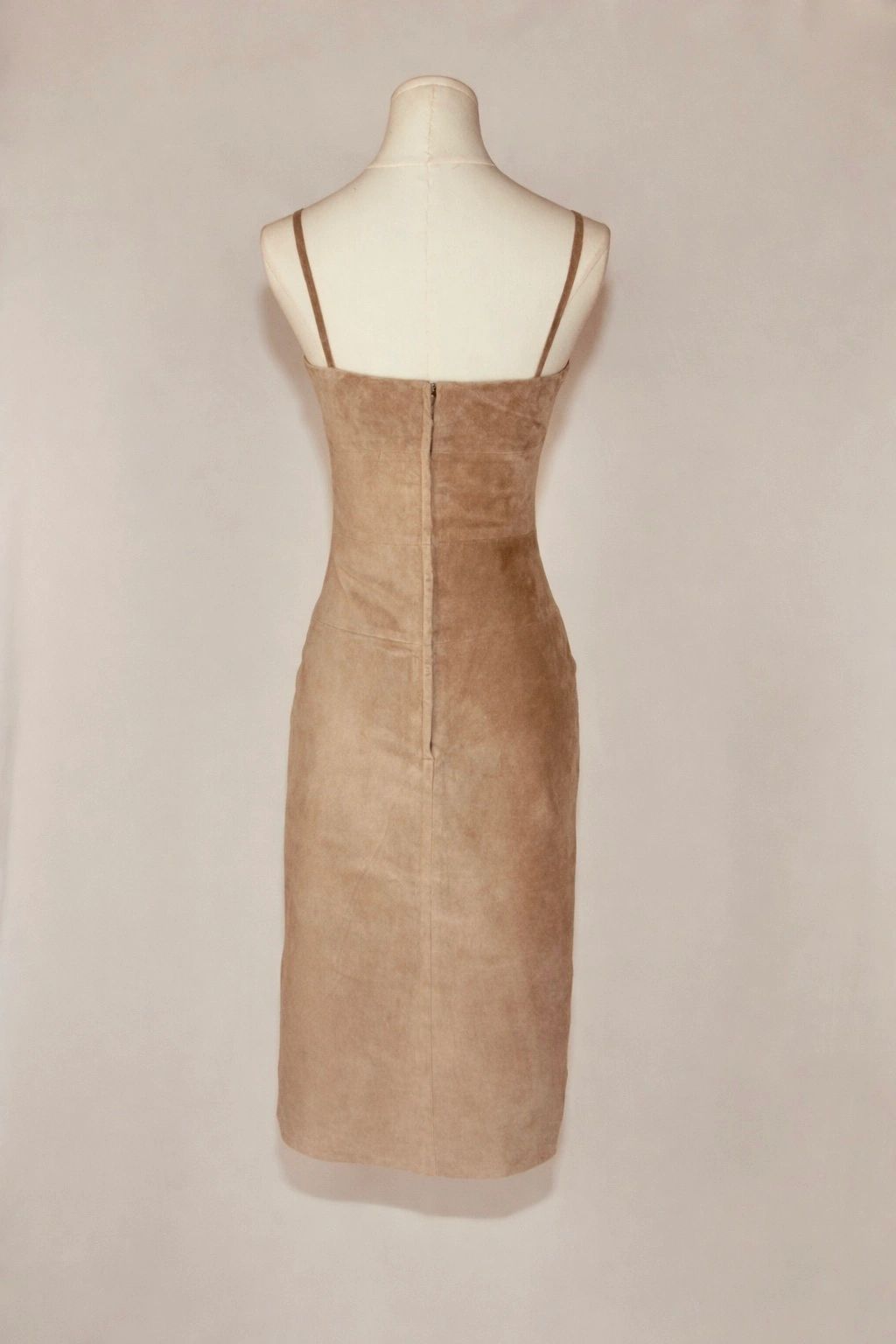 VNTG BCBG Suede Leather Embroidered Dress - Size 0