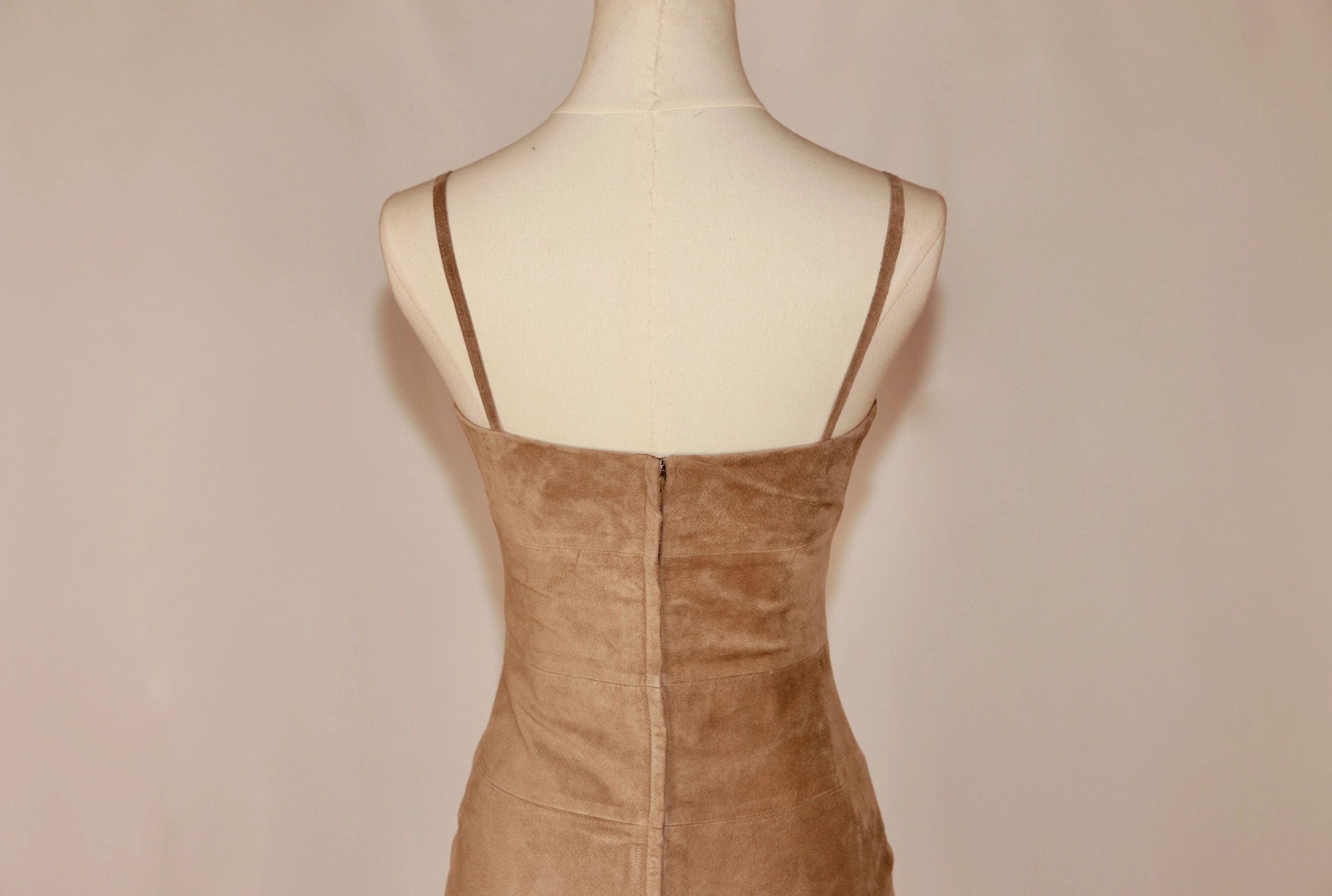 VNTG BCBG Suede Leather Embroidered Dress - Size 0