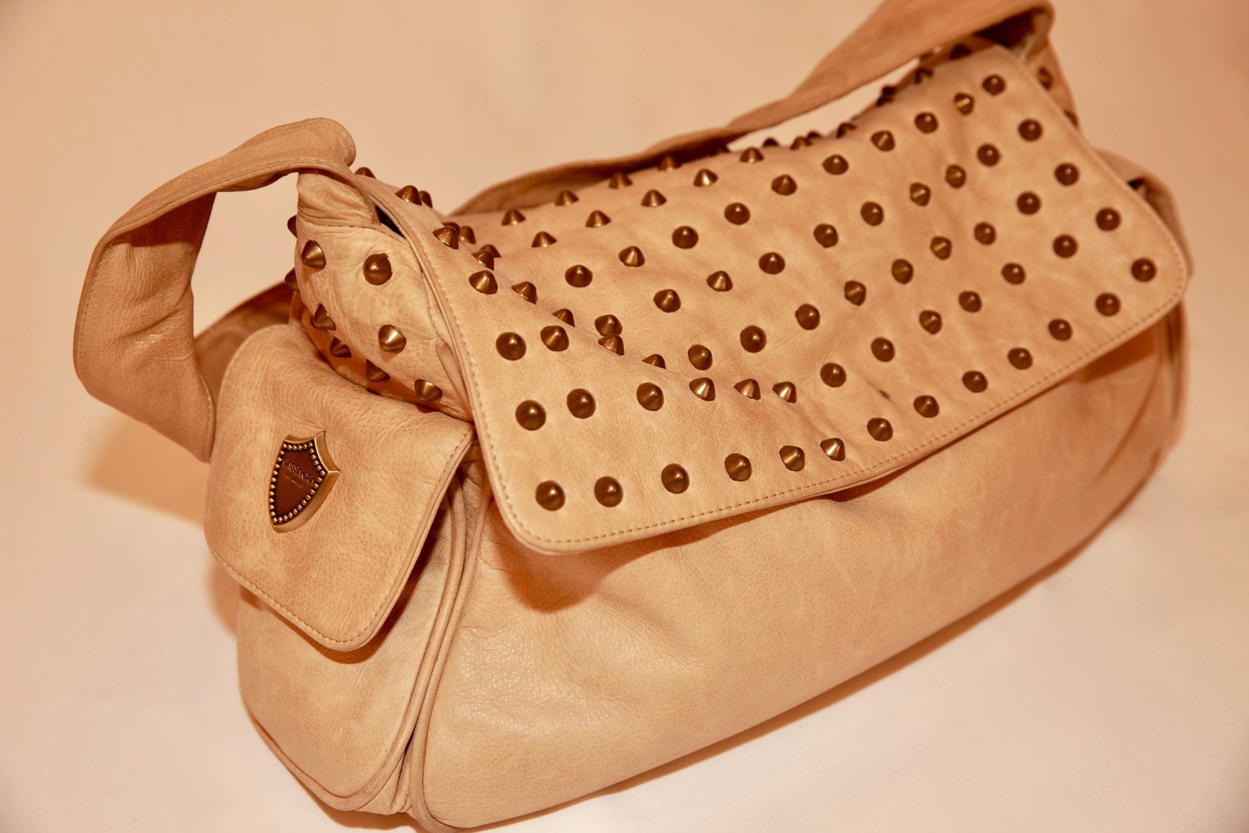 VNTG Cassandra Los Angeles Studded Leather Shoulder Bag