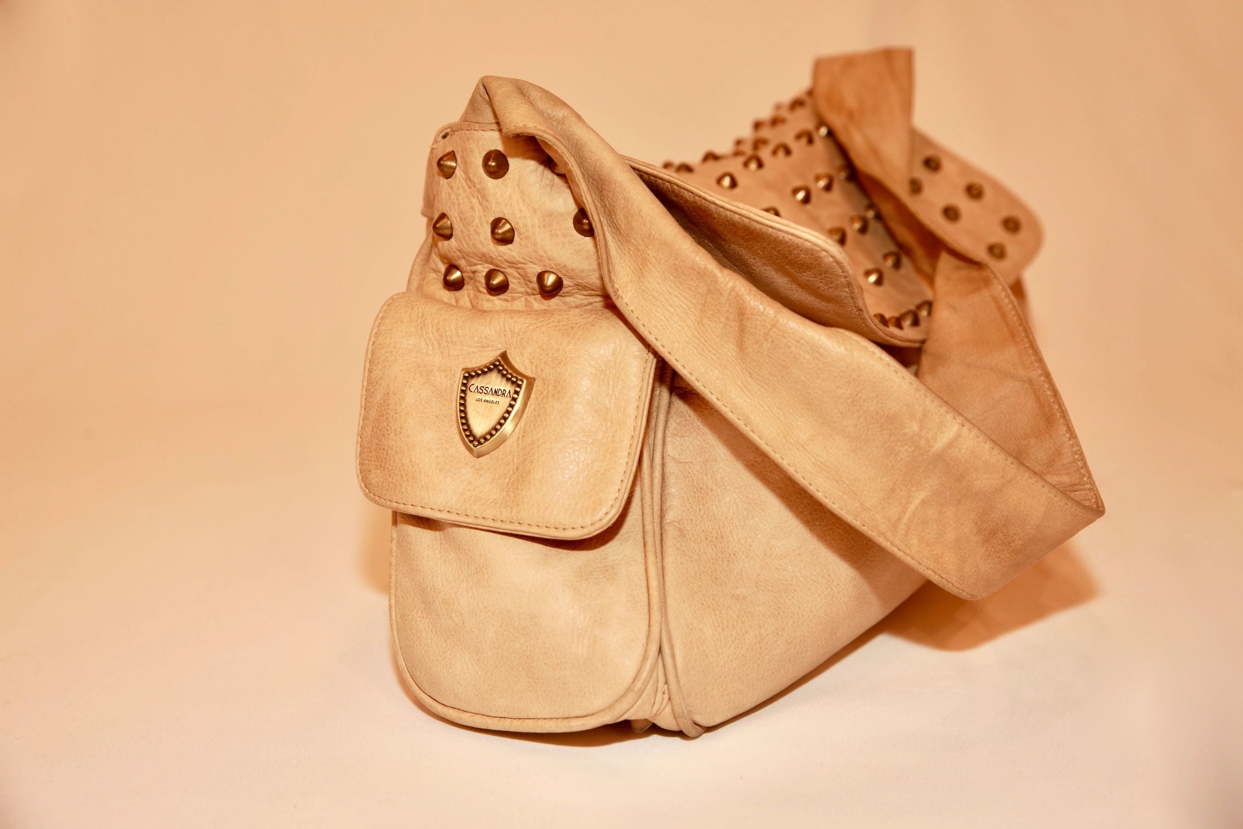 VNTG Cassandra Los Angeles Studded Leather Shoulder Bag