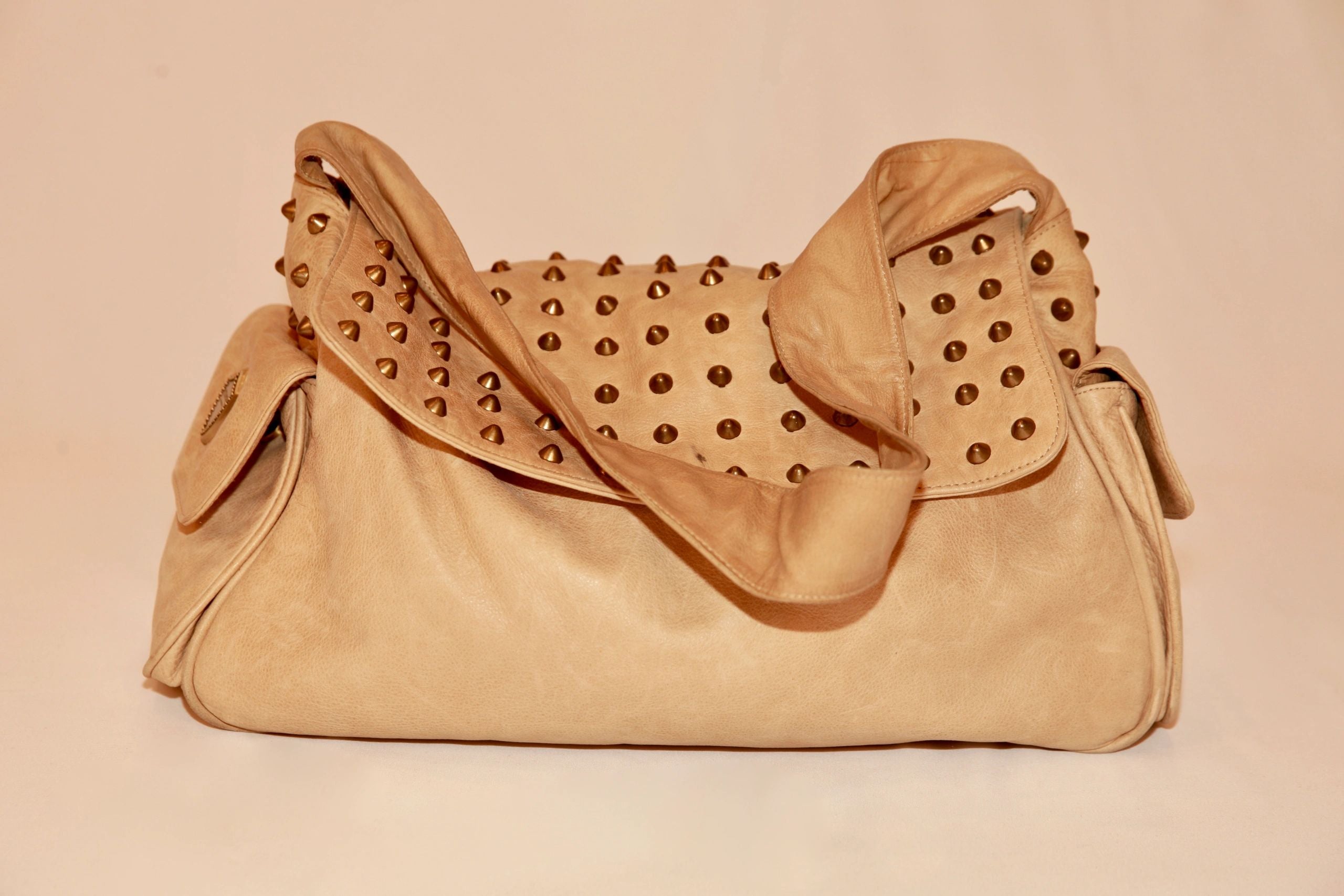 VNTG Cassandra Los Angeles Studded Leather Shoulder Bag
