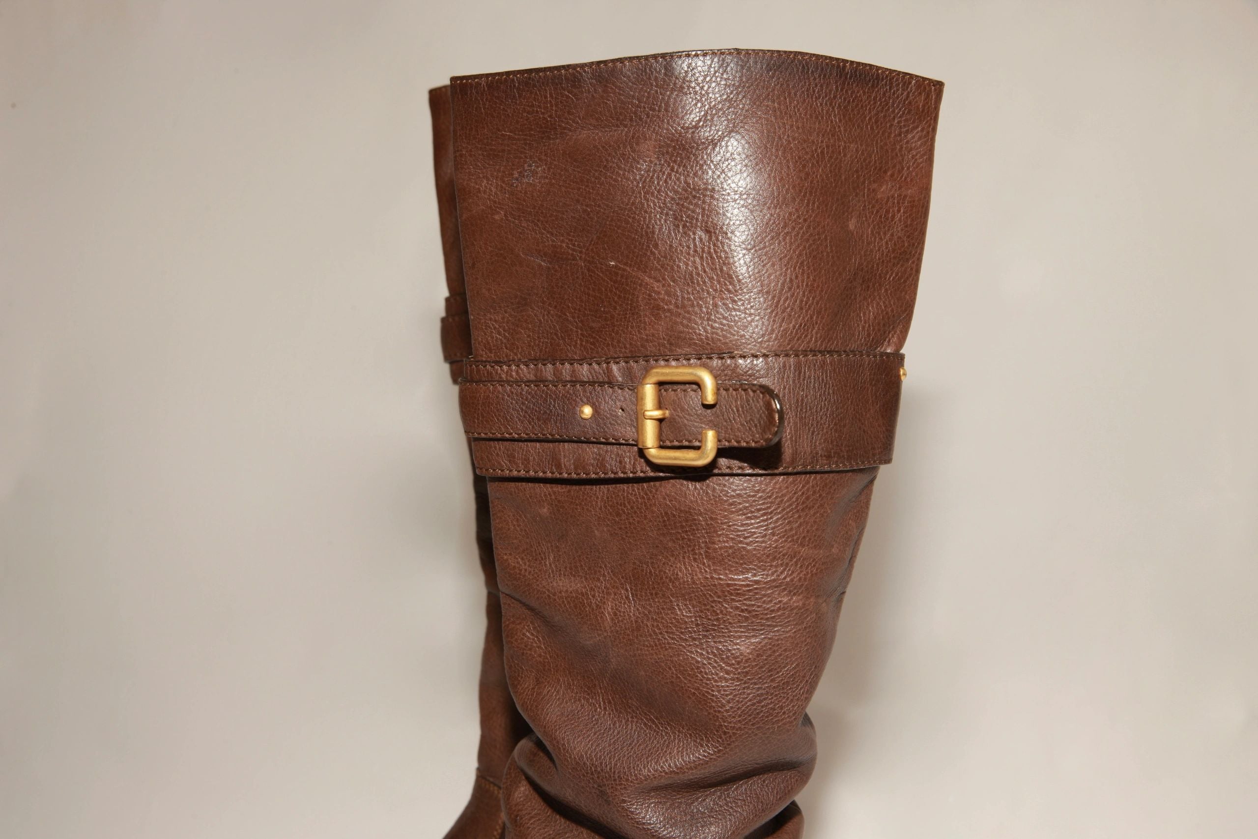 VNTG Chloé Brown Leather Slouchy Riding Boots - Size 37