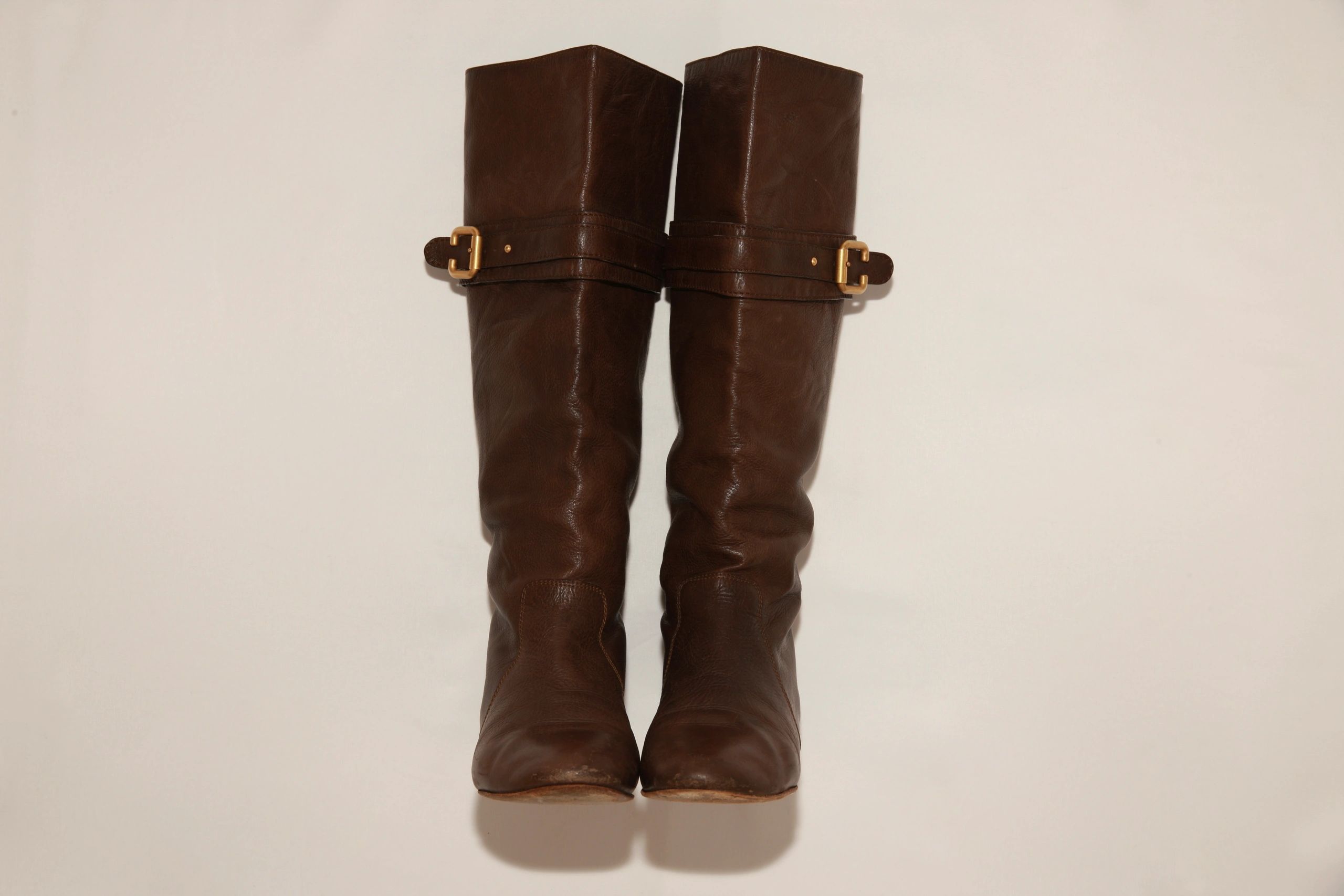 VNTG Chloé Brown Leather Slouchy Riding Boots - Size 37