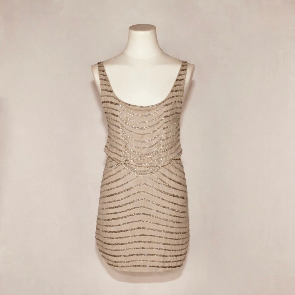 VNTG Alice + Olivia Beaded Draped Cocktail Dress- Size Small