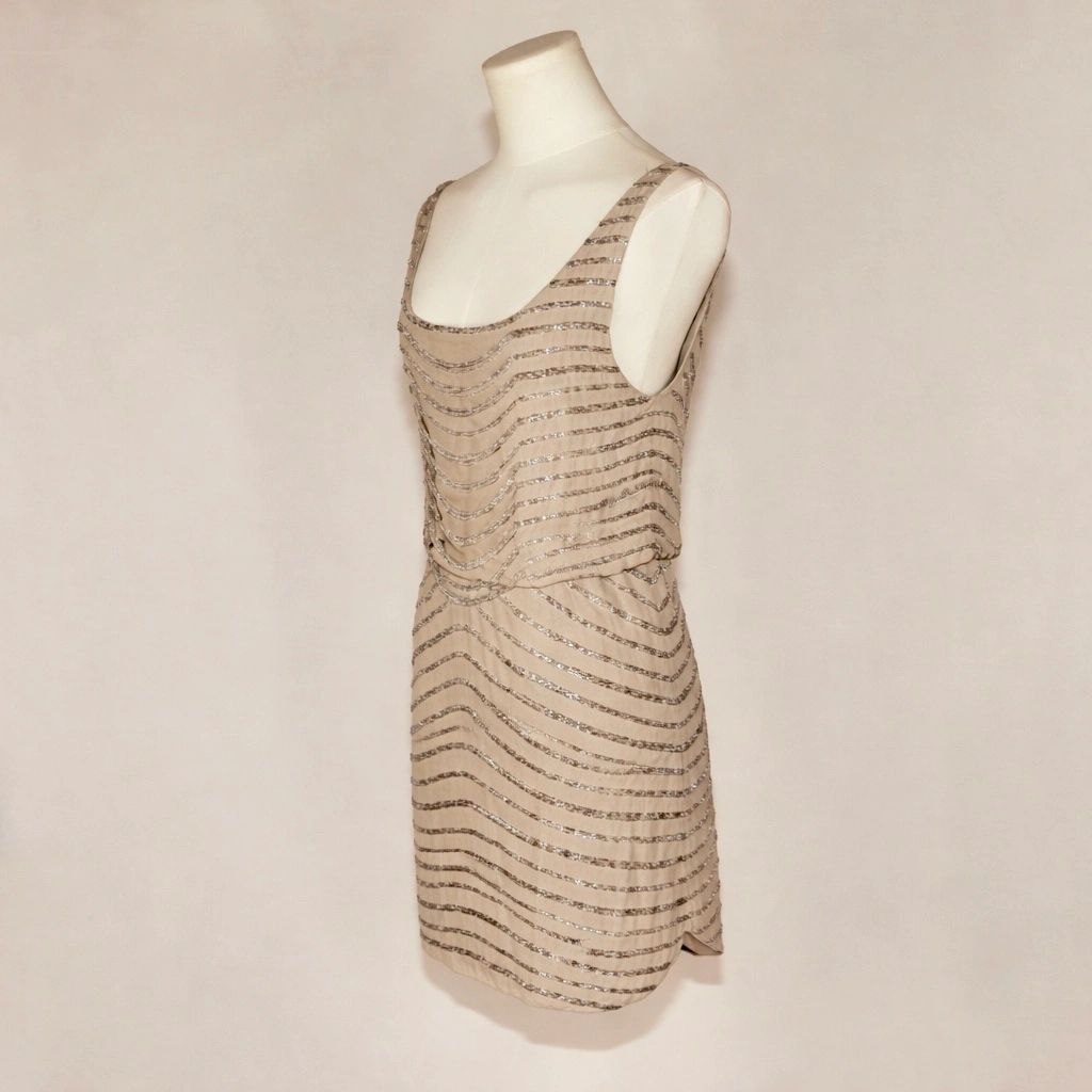 VNTG Alice + Olivia Beaded Draped Cocktail Dress- Size Small