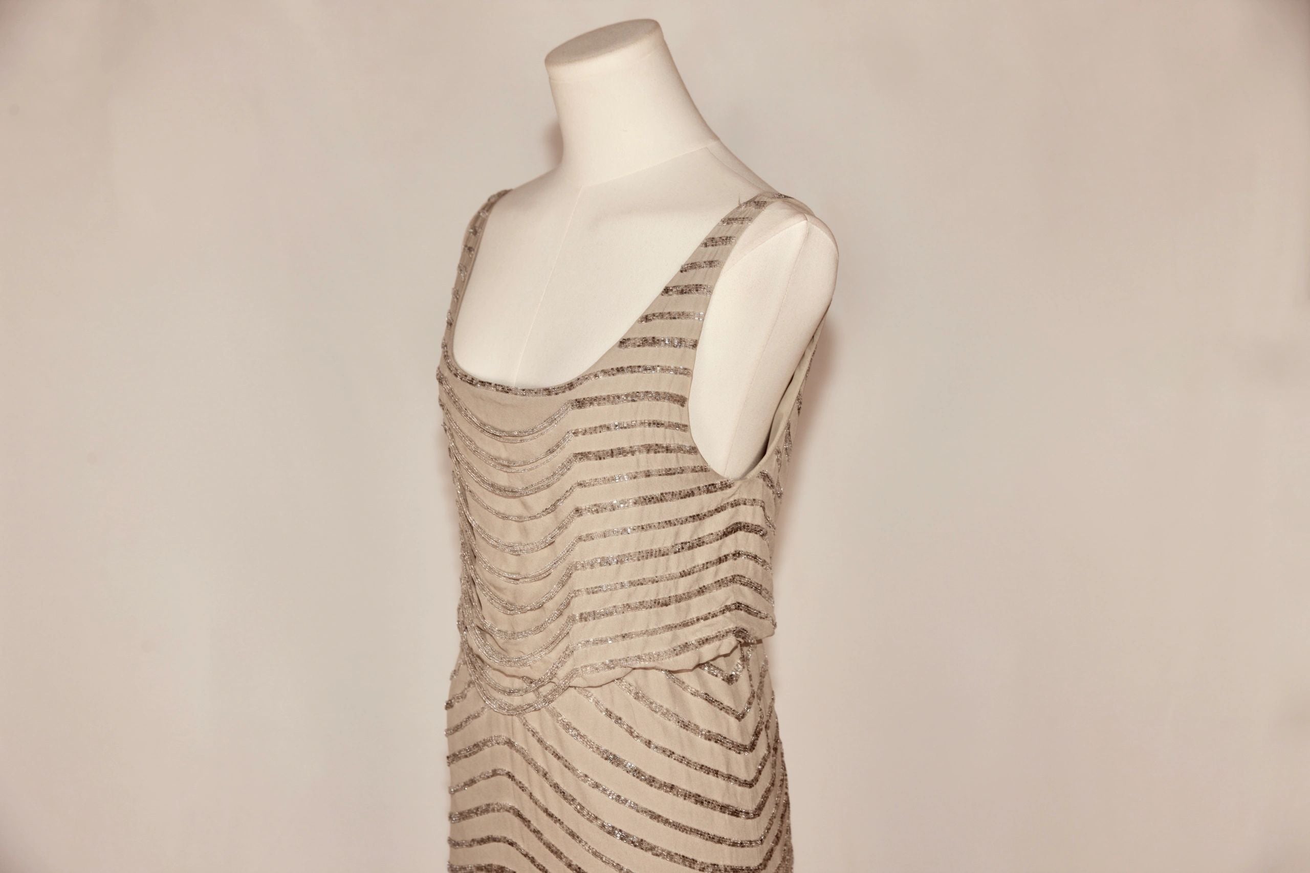VNTG Alice + Olivia Beaded Draped Cocktail Dress- Size Small