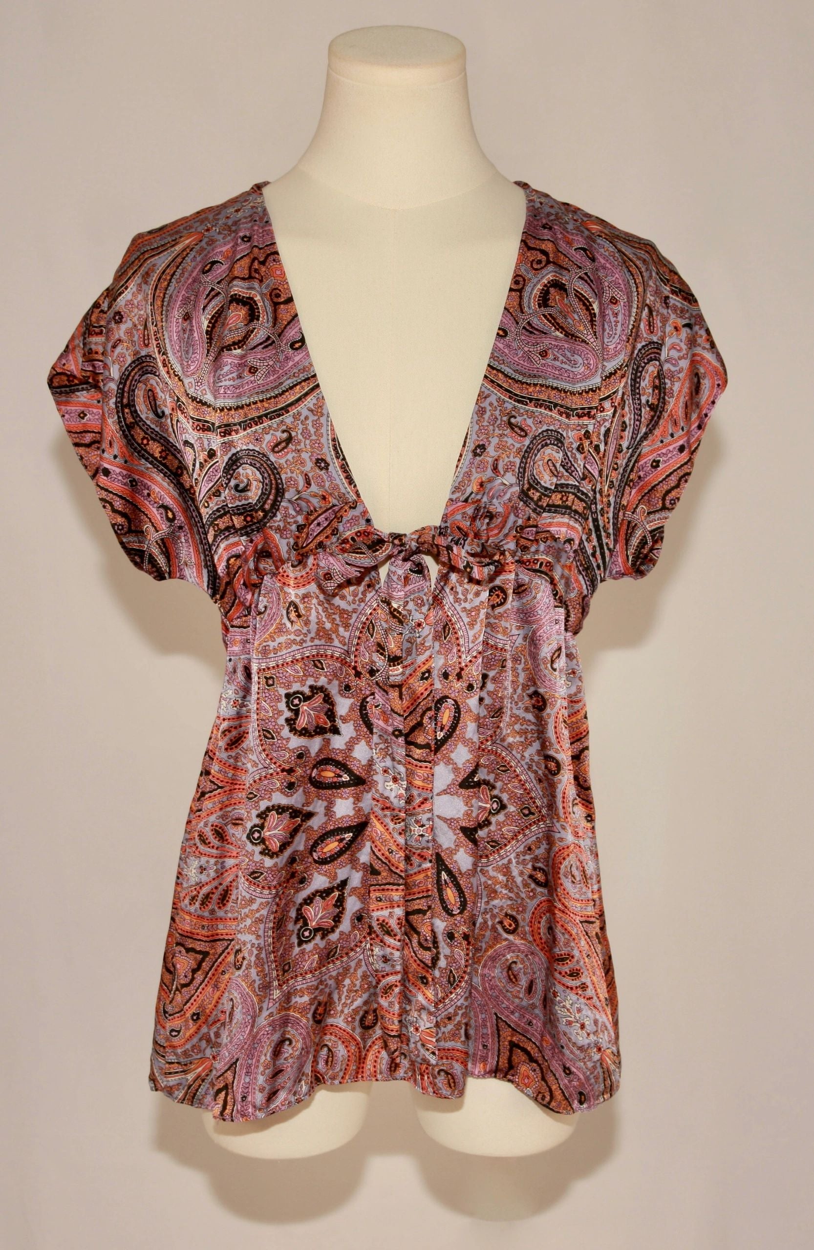 VNTG Low Cut Alice & Trixie Silk Tunic - Size Small