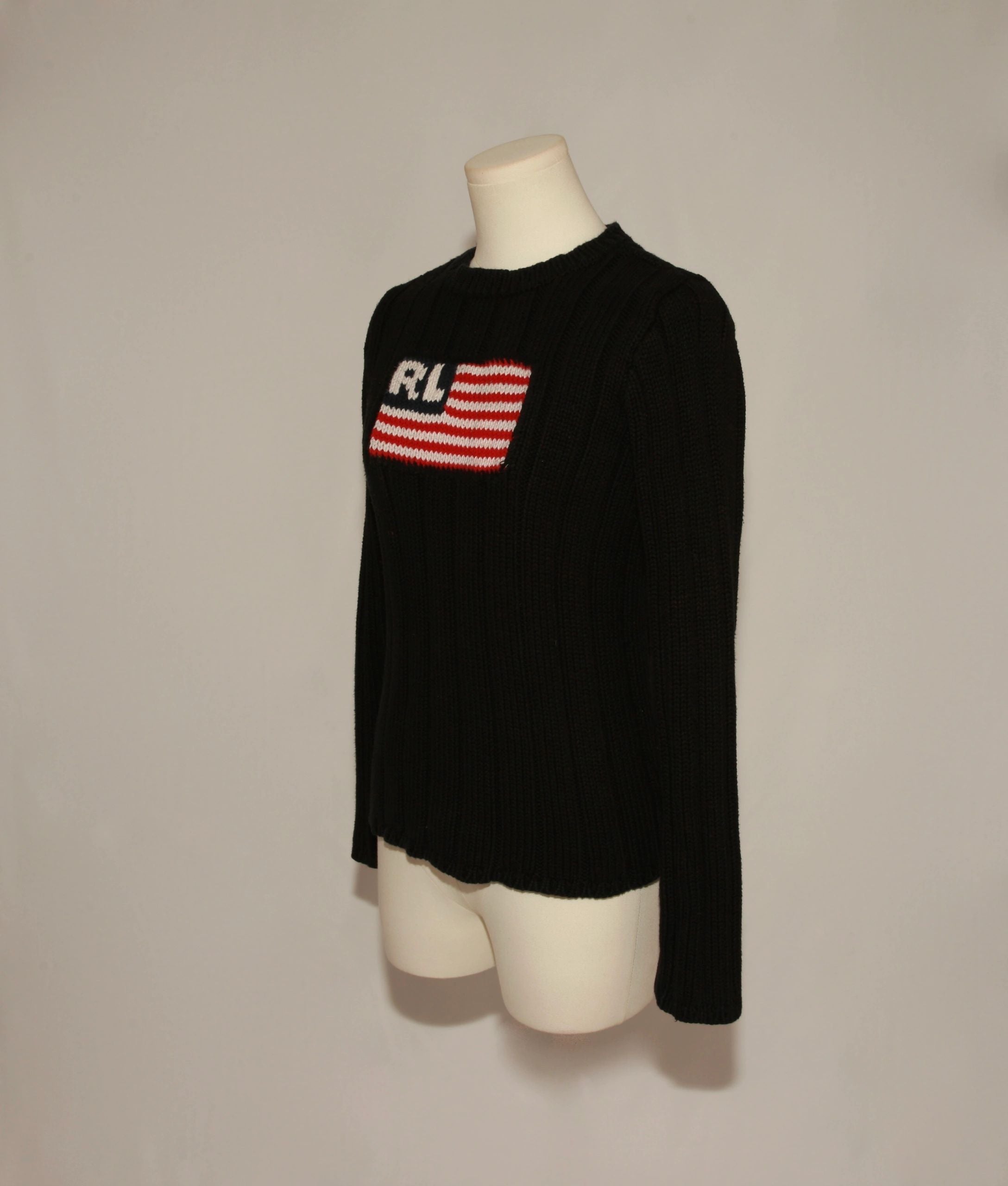 VNTG Polo Ralph Lauren RL Flag Knit Pullover - Size Small