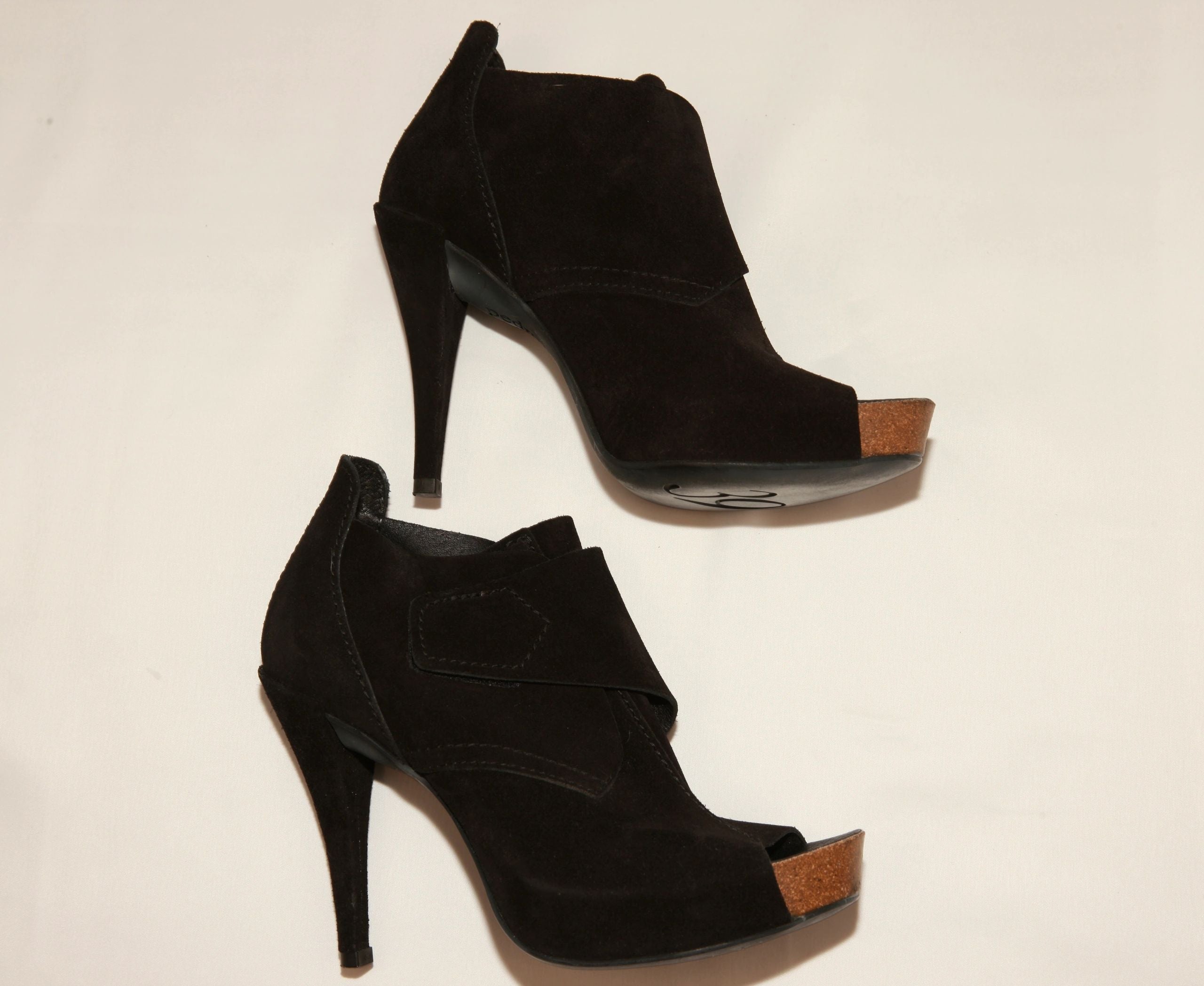 VNTG Black Suede Pedro Garcia Bootie Heels - Size 39