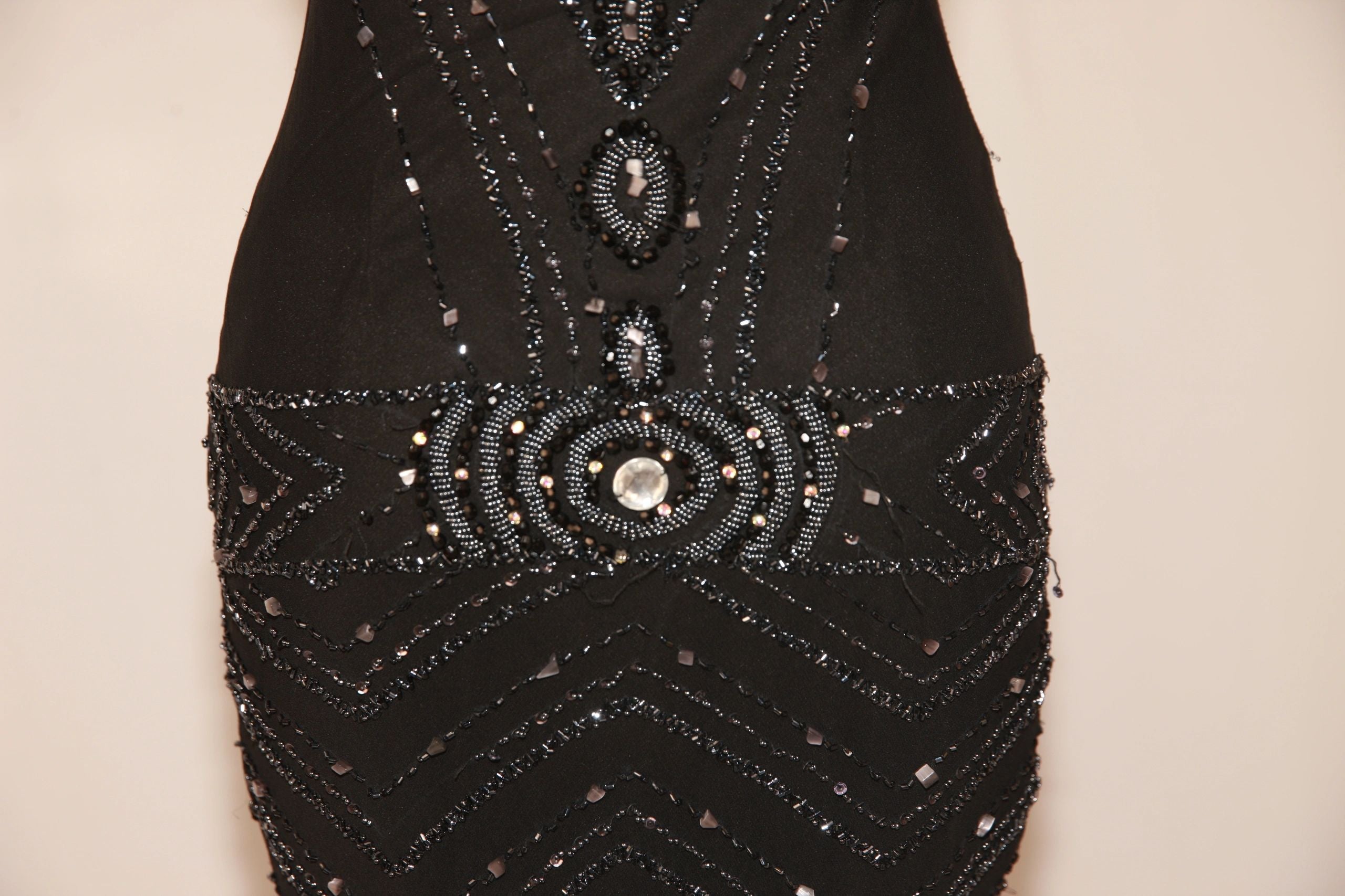 VNTG Drop Waist Privilege Silk Beaded Gown - Size Small